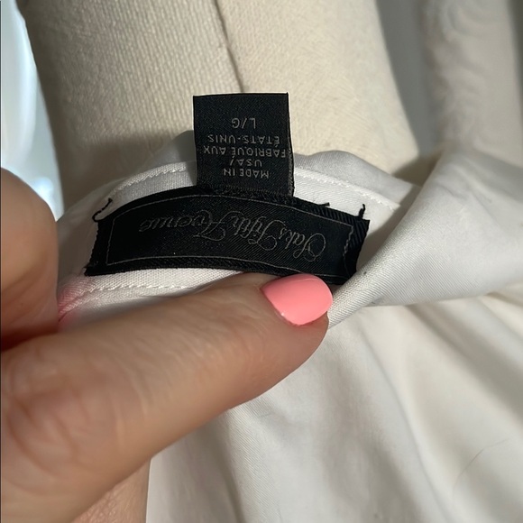 Saks Fifth Avenue White Long-Sleeve Cold-Shoulder Shirt Large - Picture 10 of 11